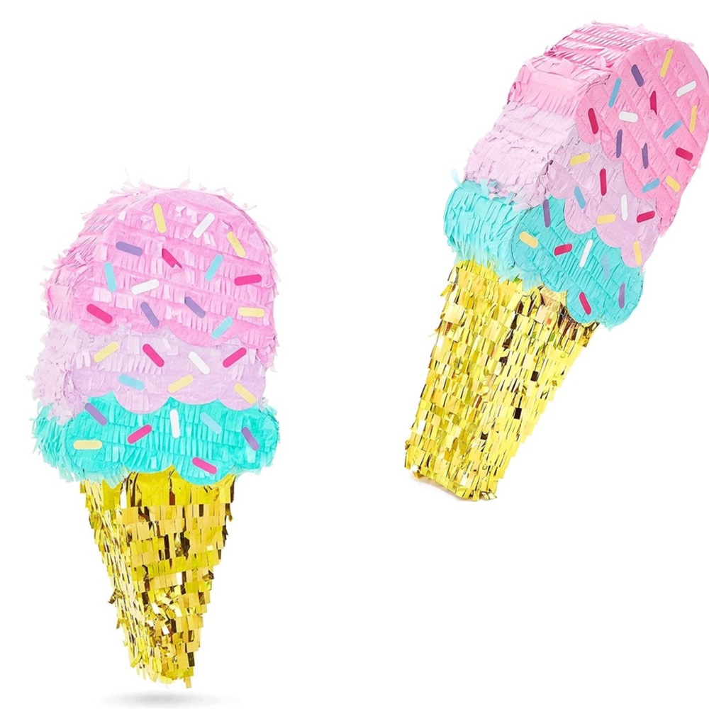 Pinata Ice Cream Cone, Kids Birthday Party Decorations 16 x 7.5” Blue Panda NEW